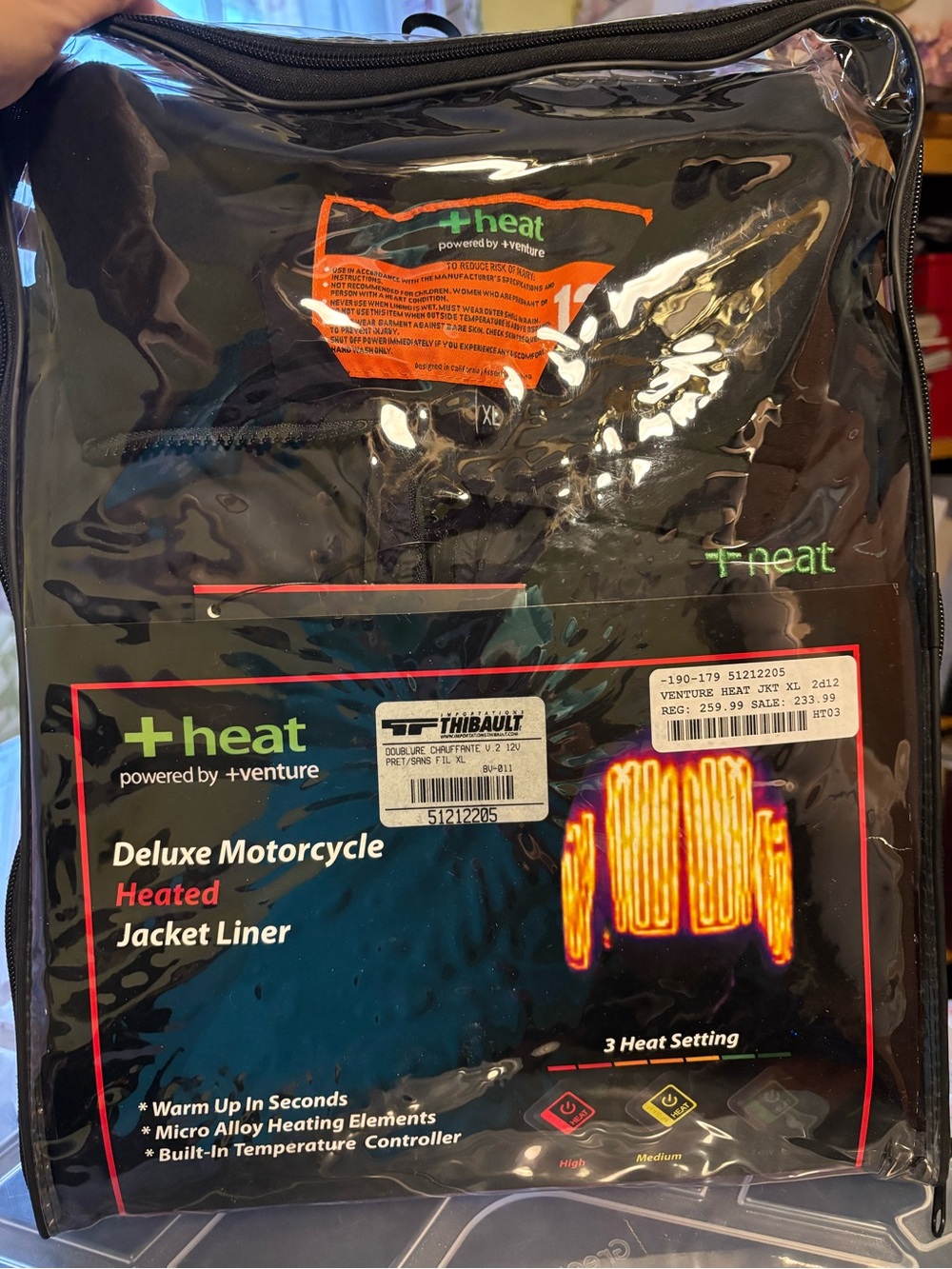 +heat by +venture Deluxe Heated Motorcycle Jacket Liner — Black
